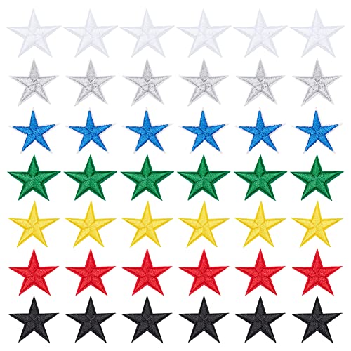 GORGECRAFT Packung Mit 42 gestickten Stern-Aufnähern Zum Aufbügeln Aufnähen Stoff-Sterne-Aufkleber Goldene Stern-Aufkleber Für Stoff Hüte Kleidung Schuhe Hemden Jacken von GORGECRAFT