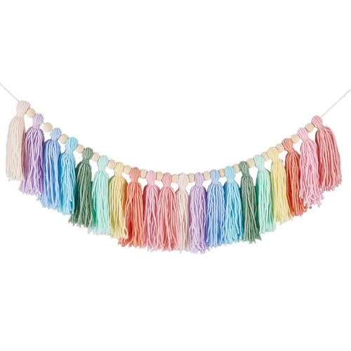 GORGECRAFT Quastengirlande Aus Boho Garn Und Baumwolle 95cm Pastellfarbene Quastengirlande Mit Holzperlen Rosa Gelb Lila Wandgirlande Banner Party Klassenzimmerdekor Für Zimmer Schlafzimmer Kinderzim GORGECRAFT Quastengirlande Aus Boho Garn Und Baumwolle 95cm Pastellfarbene Quastengirlande Mit Holzperlen Rosa Gelb Lila Wandgirlande Banner Party Klassenzimmerdekor Für Zimmer Schlafzimmer Kinderzim von GORGECRAFT