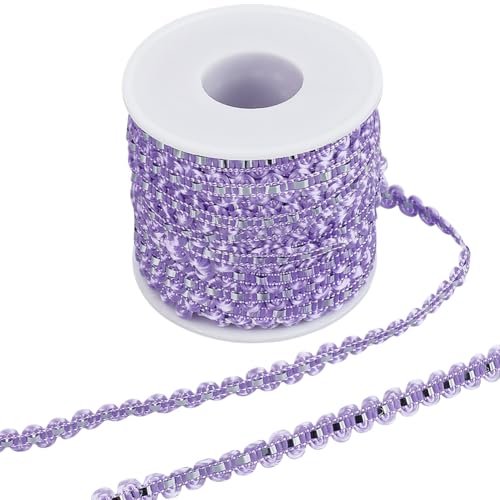 GORGECRAFT RIC Rac, geflochtenes Band, 0,8 cm, gewellt, Nähen, Biegen, Fransenborte, Metallic-Garn, Spitzenbänder, Lila, Wickelstoff, elastisches Band für Kleidung, Nähen, Blumenherstellung, Party, von GORGECRAFT