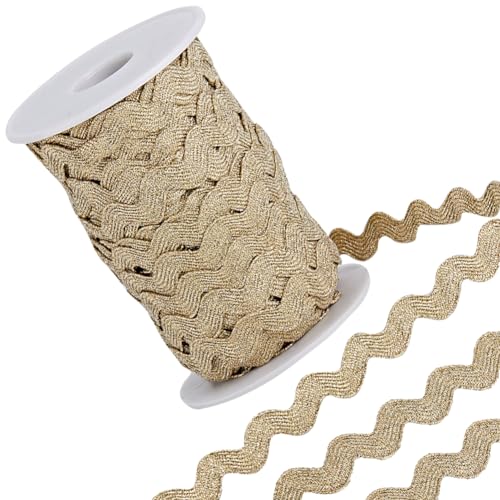 GORGECRAFT RIC Rac-Bordüre, 1 Rolle, 22,7 m, 8 mm, gewelltes Nähen, Biegen, Fransenborte, geflochtener Stoff zum Nähen, Blumenherstellung, Hochzeitskleid, Party, Handwerk, Metallic-Gold GORGECRAFT RIC Rac-Bordüre, 1 Rolle, 22,7 m, 8 mm, gewelltes Nähen, Biegen, Fransenborte, geflochtener Stoff zum Nähen, Blumenherstellung, Hochzeitskleid, Party, Handwerk, Metallic-Gold von GORGECRAFT
