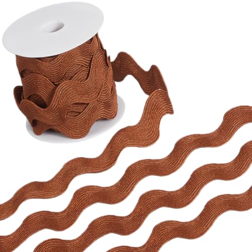 GORGECRAFT Rick Rack Besatz Zum Nähen 34mm Zickzack Band Riesiges Jumbo Zickzack Band 9 m Weihnachtlicher Zickzack Kaffeewellen Fransenbesatz Gewebter Geflochtener Stoff S Förmige Spitze Für Heimwerke von GORGECRAFT