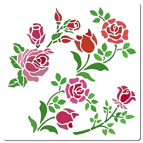 GORGECRAFT Rosen-Blumen-Schablone 18x18 cm Blumenknospe Ranke Zweig Blätter Muster Vorlagen Wiederverwendbar Quadratisch Kunststoff Malschablonen Schild Für Notizbuch Kartendekoration Zuhause DIY GORGECRAFT Rosen-Blumen-Schablone 18x18 cm Blumenknospe Ranke Zweig Blätter Muster Vorlagen Wiederverwendbar Quadratisch Kunststoff Malschablonen Schild Für Notizbuch Kartendekoration Zuhause DIY von GORGECRAFT