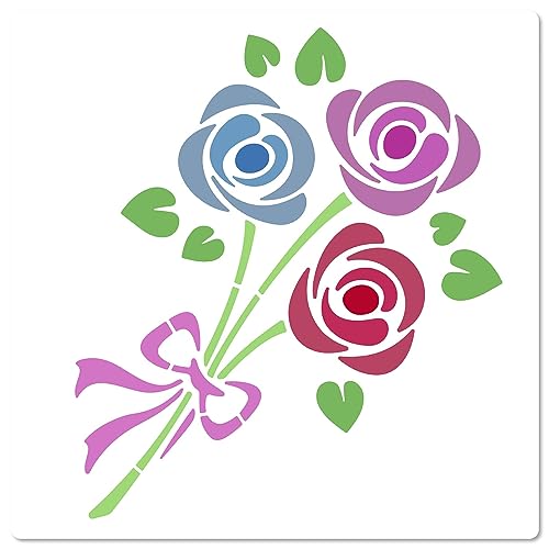 GORGECRAFT Rosenstrauß-Schablone Blumen-Vorlagen 3 Rosenstrauß Gebunden Mit Schleifenmuster Wiederverwendbar Quadratisch Kunststoff Malschablonen Schild Für Notizbuch Scrapbooking Kartendekoration GORGECRAFT Rosenstrauß-Schablone Blumen-Vorlagen 3 Rosenstrauß Gebunden Mit Schleifenmuster Wiederverwendbar Quadratisch Kunststoff Malschablonen Schild Für Notizbuch Scrapbooking Kartendekoration von GORGECRAFT