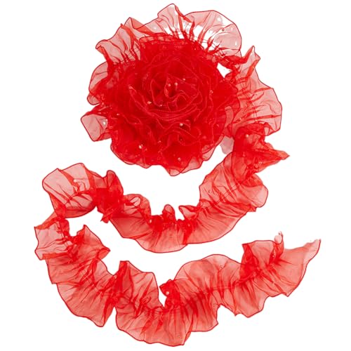 GORGECRAFT Rotes SpitzenOrganza Stoff Rüschen Plissee Besatz Breit Retro Tüll Chiffon Besatz Rand Mit Perlen Applikationsbordüre Zum Nähen von Kleidern Kostümen Dekoration GORGECRAFT Rotes SpitzenOrganza Stoff Rüschen Plissee Besatz Breit Retro Tüll Chiffon Besatz Rand Mit Perlen Applikationsbordüre Zum Nähen von Kleidern Kostümen Dekoration von GORGECRAFT