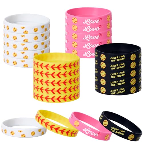 GORGECRAFT Softball-Silikon-Armbänder, Sport, Baseball, Gummi-Armbänder, inspirierendes Partygeschenk, Motivationsarmband für Themenpartys, Dekorationen, Auszeichnungsgeschenke, 24 Stück GORGECRAFT Softball-Silikon-Armbänder, Sport, Baseball, Gummi-Armbänder, inspirierendes Partygeschenk, Motivationsarmband für Themenpartys, Dekorationen, Auszeichnungsgeschenke, 24 Stück von GORGECRAFT