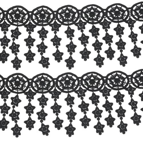 GORGECRAFT Spitzenbesatzband Mit Sternstickerei 4.6 m 9cm Breit Schwarz Venezianisches Nähband Häkelspitze Quaste Stofffaser Fransen Applikation Aufnäher Stickaufkleber Für Heimwerker Basteln Geschenk GORGECRAFT Spitzenbesatzband Mit Sternstickerei 4.6 m 9cm Breit Schwarz Venezianisches Nähband Häkelspitze Quaste Stofffaser Fransen Applikation Aufnäher Stickaufkleber Für Heimwerker Basteln Geschenk von GORGECRAFT