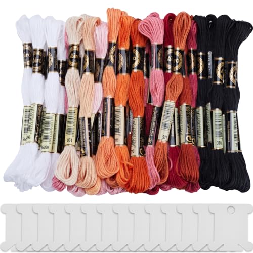 GORGECRAFT Stickgarn-Set Mit 36 Strang 288m Polyester-Stickgarn 6-Lagig Kreuzstichgarn Segmentiert Gefärbt Farbverlauf Mit 14 Kunststoff-Fadenwickelbrettern Für Heimwerker-Kunsthandwerk GORGECRAFT Stickgarn-Set Mit 36 Strang 288m Polyester-Stickgarn 6-Lagig Kreuzstichgarn Segmentiert Gefärbt Farbverlauf Mit 14 Kunststoff-Fadenwickelbrettern Für Heimwerker-Kunsthandwerk von GORGECRAFT