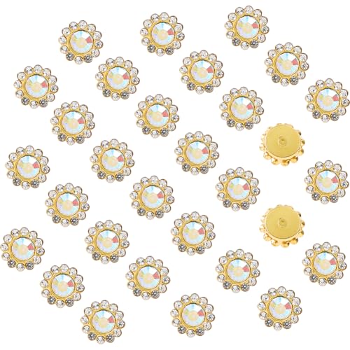 GORGECRAFT Strasssteine zum Aufnähen, 12 mm, Kristall-Edelsteine, Sonnenblume mit goldener Metallbasis, Klauen-Strasssteine für Kleidung, Schuhe, Taschen, Ohrringe, Gürtel, Handwerk, Hochzeitskleid von GORGECRAFT