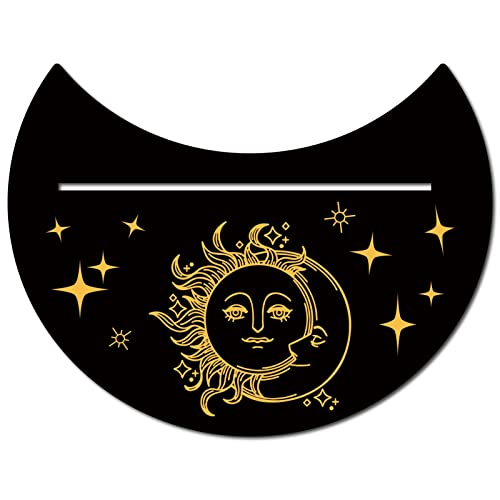 GORGECRAFT Tarot-Kartenständer Aus Holz 5.1 x 3.9,(5) cm Schwarz Mondform Sonne Mond Sterne Muster Tarot-Karte Altar-Display-Halter Für Hexen-Wahrsagewerkzeuge Tarot-Dekoration Wicca-Zubehör von GORGECRAFT