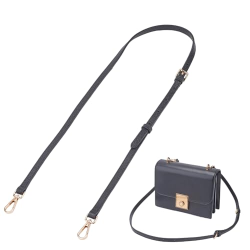 GORGECRAFT Taschengurt Aus Echtem Leder Schwarzes Rindsleder Verstellbar Lang Ersatz Taschengriffgurte Mit Drehbaren Verschlüssen Aus Vergoldeter Legierung Für Umhängetaschen Handtaschen von GORGECRAFT