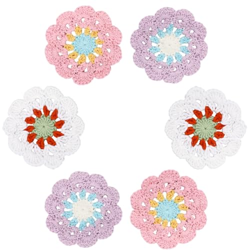 GORGECRAFT Untersetzer mit Häkelblumen, 11,4 cm, rund, Wolle, handgefertigt, dekorative Blumentopfuntersetzer, Platzsets für Getränke, Couchtisch, Schreibtisch, Tassen, Zuhause, Küche, Party, 6 Stück GORGECRAFT Untersetzer mit Häkelblumen, 11,4 cm, rund, Wolle, handgefertigt, dekorative Blumentopfuntersetzer, Platzsets für Getränke, Couchtisch, Schreibtisch, Tassen, Zuhause, Küche, Party, 6 Stück von GORGECRAFT