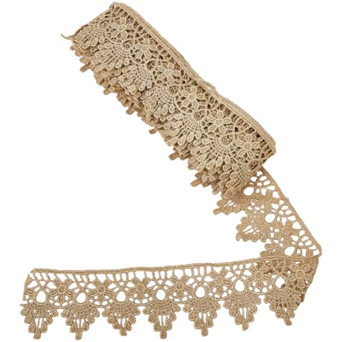 GORGECRAFT Venedig-Spitzenbordüre, goldfarben, 5 cm breit, metallische Stickerei, Spitzenstoff, Kroneneinfassung, Applikation zum Nähen von Kleidung, Kuchendekoration, Kostümen, Kleidern GORGECRAFT Venedig-Spitzenbordüre, goldfarben, 5 cm breit, metallische Stickerei, Spitzenstoff, Kroneneinfassung, Applikation zum Nähen von Kleidung, Kuchendekoration, Kostümen, Kleidern von GORGECRAFT
