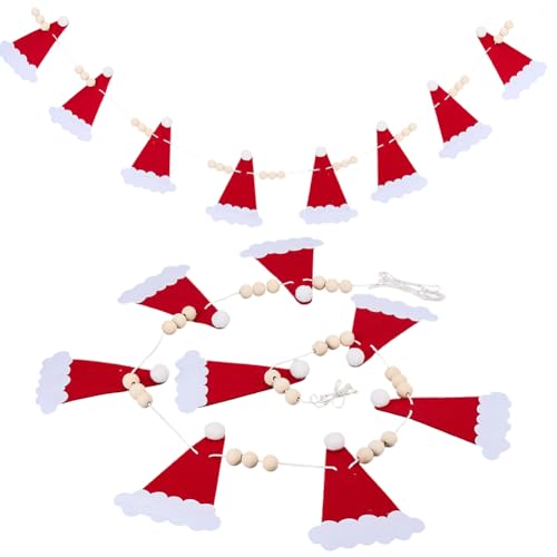 GORGECRAFT Weihnachtsgirlande, Filz, rote Weihnachtsmannmütze, hängende Verzierung mit Holzperlen, Weihnachtsfeier, Urlaubsdekoration für Wand, Fenster, Tür, Party, Gastgeschenk, Winterbedarf GORGECRAFT Weihnachtsgirlande, Filz, rote Weihnachtsmannmütze, hängende Verzierung mit Holzperlen, Weihnachtsfeier, Urlaubsdekoration für Wand, Fenster, Tür, Party, Gastgeschenk, Winterbedarf von GORGECRAFT