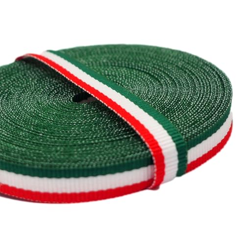 GOS Best Supplies - Band mit italienischer Flagge, 10 m x 1 cm breit, Polyester, Klassisch, Gestreift, Rot, Weiß und Grün, Feierlichkeiten, Nationalfeiertag von GOS Best Supplies