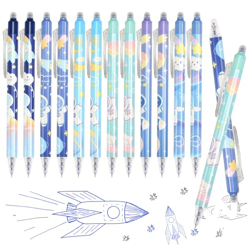 GOSHIES 24 Stück Radierbarer Kugelschreiber Gelstifte Radierbar 0.5mm Radierbare Stifte Blau und Schwarz Radierbare Gelstifte Kunststoffe Stifte zum Wegradieren von GOSHIES