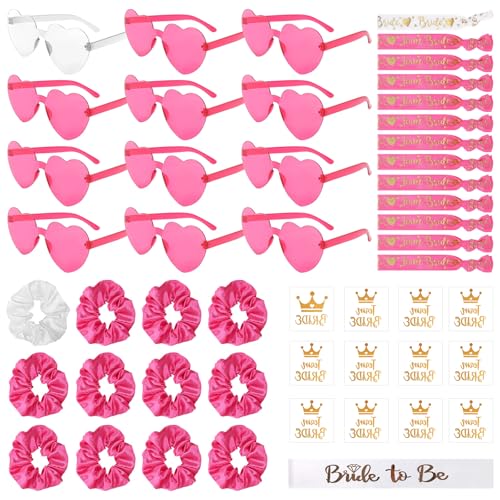 GOSHIES JGA Brille Team Braut 49 Stück Bride to Be Herz Brille Set JGA Brillen Herz Sonnenbrille 1 Bride to be schärpe, 12 Herzförmige Brille, 12 Haargummi, 12 Armband, 12 Aufkleber GOSHIES JGA Brille Team Braut 49 Stück Bride to Be Herz Brille Set JGA Brillen Herz Sonnenbrille 1 Bride to be schärpe, 12 Herzförmige Brille, 12 Haargummi, 12 Armband, 12 Aufkleber von GOSHIES