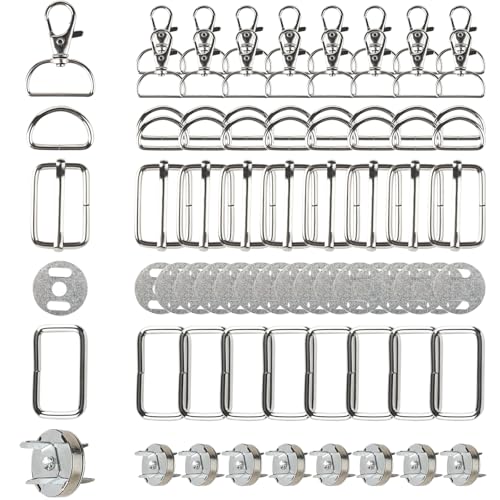 56 Stück Karabinerhaken Mit Drehgelenk Schlüsselanhänger, D Ringe Triglide-Schiebeschnalle Magnetknöpfe, Metall Schnallen und Verschlüsse, für DIY Taschen Nähen Zubehör 56 Stück Karabinerhaken Mit Drehgelenk Schlüsselanhänger, D Ringe Triglide-Schiebeschnalle Magnetknöpfe, Metall Schnallen und Verschlüsse, für DIY Taschen Nähen Zubehör von GOTDYBST