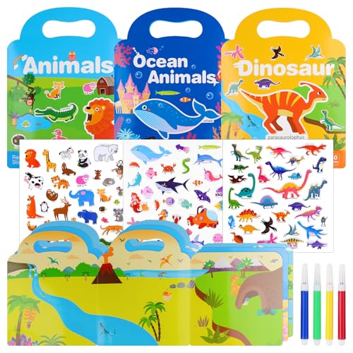 GOTDYBST Stickerbuch Wiederverwendbare Sticker Kinder, 3 Stück Jelly Stickerbuch ab 3 Jahre, Tragbares 3D Sticker Book mit Aquarellstiften, Stickeralbum für Baby Enlightenment Frühes GOTDYBST Stickerbuch Wiederverwendbare Sticker Kinder, 3 Stück Jelly Stickerbuch ab 3 Jahre, Tragbares 3D Sticker Book mit Aquarellstiften, Stickeralbum für Baby Enlightenment Frühes von GOTDYBST