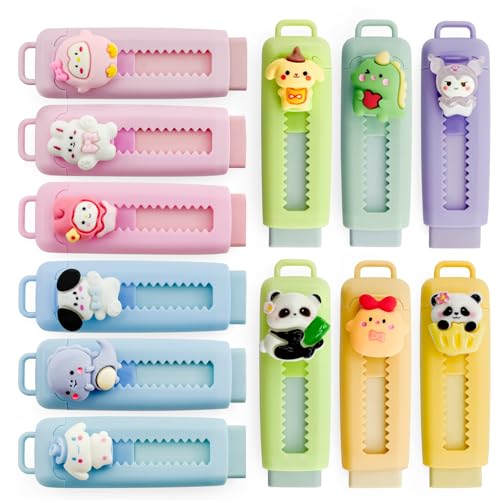 12 Stück Einziehbare Radiergummi Nniedliche Radiergummis Mehrere Farben Push Pull Radiergummi Kinder für Schüler,Schreiben,Büro,Zeichnen,Partygeschenke für Kinder von GOTFUN