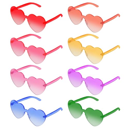 8 Paar Herz Sonnenbrille, Lustige Partybrillen Randlose Transparente Candy Color Sonnenbrille Herz geformte Party Gläser für Erwachsene Kinder, Kostüm Strand Party Dekoration Festival (Gradient) 8 Paar Herz Sonnenbrille, Lustige Partybrillen Randlose Transparente Candy Color Sonnenbrille Herz geformte Party Gläser für Erwachsene Kinder, Kostüm Strand Party Dekoration Festival (Gradient) von GOTFUN