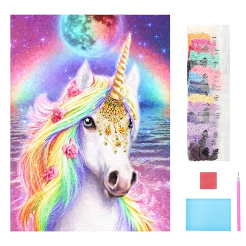 GOTH Perhk 5D Einhorn Diamant Malerei Kit, 30x40cm Full Drill Kristall Strass DIY Diamond Painting mit Diamond Painting Zubehör für Wand Dekoration und Geschenk(Stil 02) von GOTH Perhk