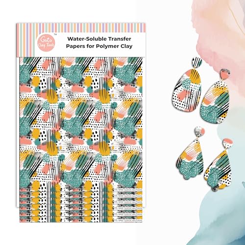 GOTO CLAY TOOLS Abstraktes Aquarell-Ton-Transferpapier – 6 Stück, Transferpapier für Polymerton, Linien- und Punktemuster, Polymer-Ton, Transferfolie für Schmuckherstellung, TPUS-946 GOTO CLAY TOOLS Abstraktes Aquarell-Ton-Transferpapier – 6 Stück, Transferpapier für Polymerton, Linien- und Punktemuster, Polymer-Ton, Transferfolie für Schmuckherstellung, TPUS-946 von GOTO CLAY TOOLS