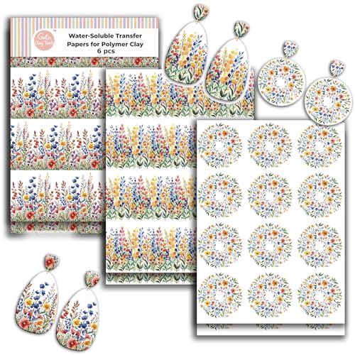 GOTO CLAY TOOLS Wildblumen-Transferpapier – 6 Stück, 10,2 x 14 cm – Transferpapier für Polymerton, Polymer-Ton, Transferfolie für Schmuckherstellung, WildflwR-2 GOTO CLAY TOOLS Wildblumen-Transferpapier – 6 Stück, 10,2 x 14 cm – Transferpapier für Polymerton, Polymer-Ton, Transferfolie für Schmuckherstellung, WildflwR-2 von GOTO CLAY TOOLS