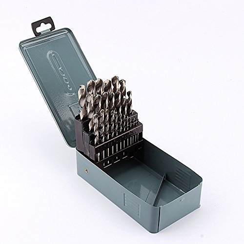 Bohrer Set HSS Metallbohrer-Set, 25-tlg Titan Spiralbohrer-Satz Metall Langlebiges Metall Stahlbohrer Set 1mm - 13mm, 118 Grad Split-Point-Winkel von GOTOTOP