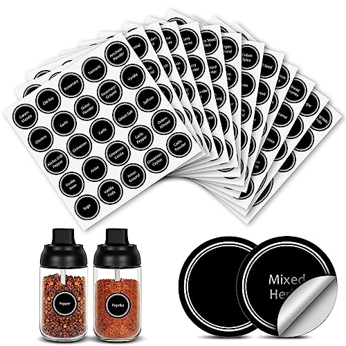 GOTOTOP Rund Aufkleber Wasserfest Gewürze Etiketten Selbstklebend Sticker 3,8 cm Gewürzetikett 325 Stück Wiederverwendbares Vorratsetiketten Küchenetiketten, 13 Blätter von GOTOTOP