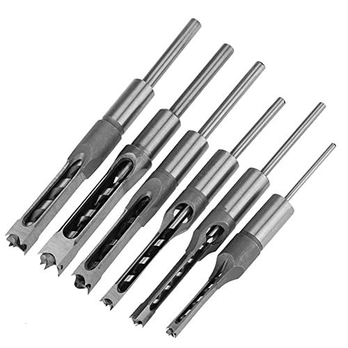 Vierkant Lochbohrer Bits, 6 Stück Holzbearbeitung Vierkantbohrer Quadratisches Loch Bohrer Set 6,4/8/9,5/12,7/14/16mm DIY-Lochöffnung Spiralbohrer Kits von GOTOTOP