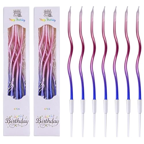 GOTRUST Spiral Kuchenkerzen, 12PCS Dünne Lange Geburtstagskerzen mit Halter, Gebogen Metallisch Geburtstag Kerzen, Schlanke Kuchenkerzen für Hochzeit Party GOTRUST Spiral Kuchenkerzen, 12PCS Dünne Lange Geburtstagskerzen mit Halter, Gebogen Metallisch Geburtstag Kerzen, Schlanke Kuchenkerzen für Hochzeit Party von GOTRUST