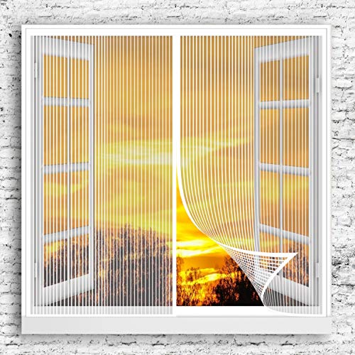 GOUER Fliegengitter Fenster 110x140cm Magnetische Adsorption Fliegengitter Balkontür Magnetverschluss faltbar für Alle Arten von Fenstern, Weiß von GOUER