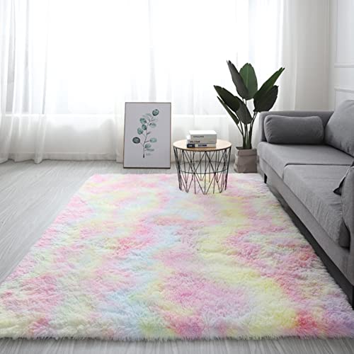 GOUER Langflor Teppich 60x200cm Weich Bunte Batik Ultra Soft Teppich für Spielmatte für Kinder Baby Mädchen Schlafzimmer Kinderzimmer, Mehrfarbig von GOUER