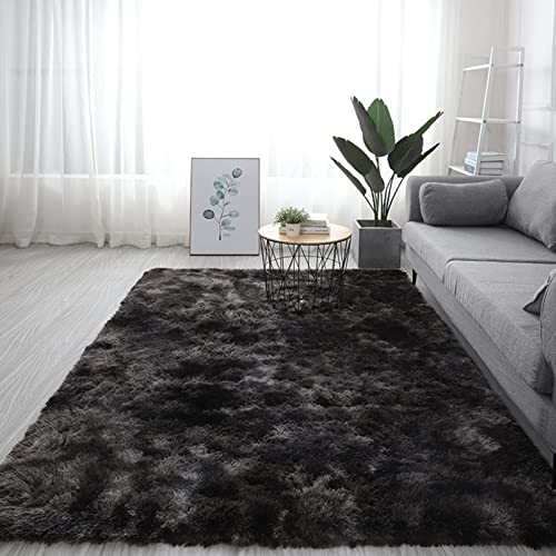 Wohnzimmer Teppich 140x160cm Flauschige Seidig Glatte Plüsch Flausch Teppiche für Wohnzimmer, Esszimmer, Kinderzimmer, Schlafzimmer, Wohnkultur, Schwarz Wohnzimmer Teppich 140x160cm Flauschige Seidig Glatte Plüsch Flausch Teppiche für Wohnzimmer, Esszimmer, Kinderzimmer, Schlafzimmer, Wohnkultur, Schwarz von GOUER