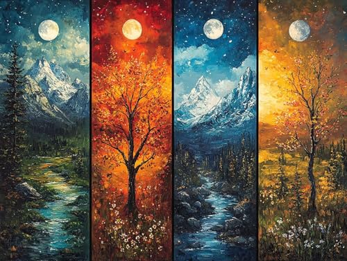 5D Diamond Painting Baum, Vier Jahreszeiten Landschaft Diamond Painting Erwachsene Kinder, DIY Crystal Art Bilder Basteln Erwachsene Anfänger Set für Heim Schlafzimmer Wohnzimmer Deko 50x65cm 3S-UU9 5D Diamond Painting Baum, Vier Jahreszeiten Landschaft Diamond Painting Erwachsene Kinder, DIY Crystal Art Bilder Basteln Erwachsene Anfänger Set für Heim Schlafzimmer Wohnzimmer Deko 50x65cm 3S-UU9 von GOUFEENG