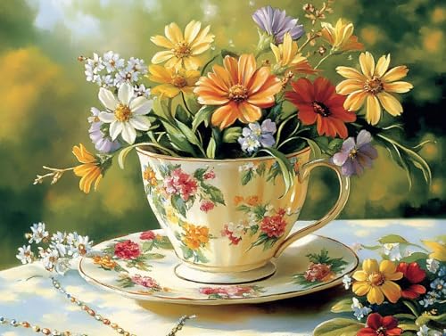 5D Diamond Painting Blume, Tasse Diamond Painting Erwachsene Kinder, DIY Crystal Art Bilder Basteln Erwachsene Anfänger Set für Heim Schlafzimmer Wand Deko Wohnzimmer, Geschenke Frau 20x30cm 6B-0WF 5D Diamond Painting Blume, Tasse Diamond Painting Erwachsene Kinder, DIY Crystal Art Bilder Basteln Erwachsene Anfänger Set für Heim Schlafzimmer Wand Deko Wohnzimmer, Geschenke Frau 20x30cm 6B-0WF von GOUFEENG