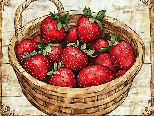 5D Diamond Painting Erdbeere, Rot Diamond Painting Erwachsene Kinder, DIY Crystal Art Bilder Basteln Erwachsene Anfänger Set für Heim Schlafzimmer Wand Deko Wohnzimmer, Geschenke Frau 20x30cm JO-F82 von GOUFEENG