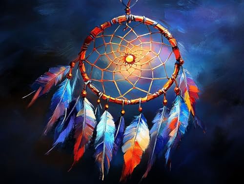 5D Diamond Painting Feder, Blau Diamond Painting Erwachsene Kinder, DIY Crystal Art Bilder Basteln Erwachsene Anfänger Set für Heim Schlafzimmer Wand Deko Wohnzimmer, Geschenke Frau 20x30cm NI-3BJ von GOUFEENG