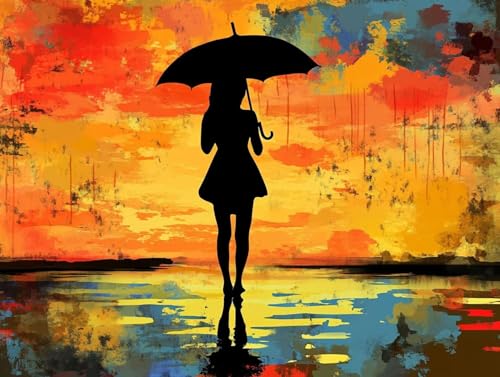 5D Diamond Painting Frau, Orange Color Diamond Painting Erwachsene Kinder, DIY Crystal Art Bilder Basteln Erwachsene Anfänger Set für Heim Schlafzimmer Wohnzimmer Deko, Geschenke 60x80cm 61-9C1 von GOUFEENG