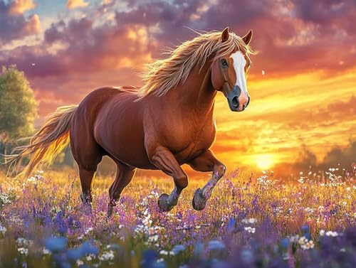 5D Diamond Painting Horse, Sonnenuntergang Diamond Painting Erwachsene Kinder, DIY Crystal Art Bilder Basteln Erwachsene Anfänger Set für Heim Schlafzimmer Wohnzimmer Deko, Geschenke 60x80cm 74-Z3Z 5D Diamond Painting Horse, Sonnenuntergang Diamond Painting Erwachsene Kinder, DIY Crystal Art Bilder Basteln Erwachsene Anfänger Set für Heim Schlafzimmer Wohnzimmer Deko, Geschenke 60x80cm 74-Z3Z von GOUFEENG