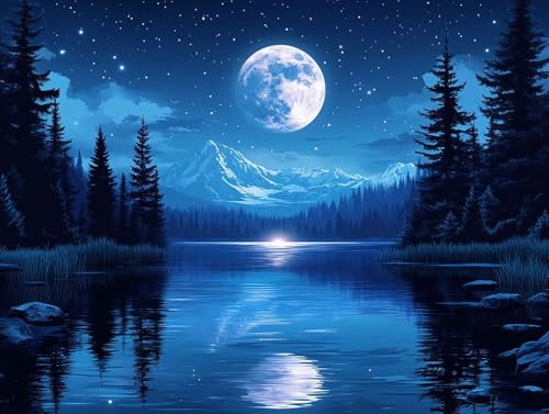5D Diamond Painting Mond, Blau Diamond Painting Erwachsene Kinder, DIY Crystal Art Bilder Basteln Erwachsene Anfänger Set für Heim Schlafzimmer Wand Deko Wohnzimmer, Geschenke Frau 30x40cm 8E-18P 5D Diamond Painting Mond, Blau Diamond Painting Erwachsene Kinder, DIY Crystal Art Bilder Basteln Erwachsene Anfänger Set für Heim Schlafzimmer Wand Deko Wohnzimmer, Geschenke Frau 30x40cm 8E-18P von GOUFEENG