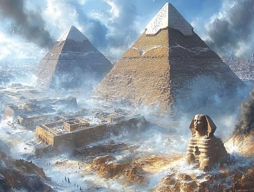 5D Diamond Painting Pyramide, Antike Gebäude Diamond Painting Erwachsene Kinder, DIY Crystal Art Bilder Basteln Erwachsene Anfänger Set für Heim Schlafzimmer Wohnzimmer Deko, Geschenke 60x80cm 3L-5ND von GOUFEENG