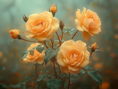 5D Diamond Painting Rose, Orange Color Diamond Painting Erwachsene Kinder, DIY Crystal Art Bilder Basteln Erwachsene Anfänger Set für Heim Schlafzimmer Wohnzimmer Deko, Geschenke 35x45cm 87-08O von GOUFEENG