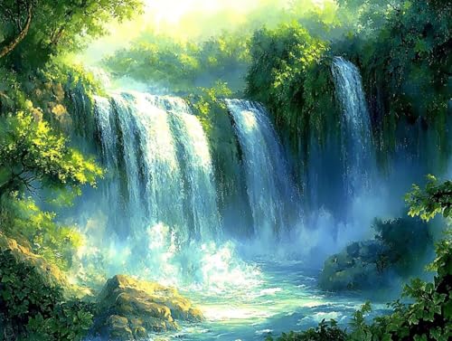 5D Diamond Painting Wasserfall, Landschaft Diamond Painting Erwachsene Kinder, DIY Crystal Art Bilder Basteln Erwachsene Anfänger Set für Heim Schlafzimmer Wohnzimmer Deko, Geschenke 20x30cm C0-P70 5D Diamond Painting Wasserfall, Landschaft Diamond Painting Erwachsene Kinder, DIY Crystal Art Bilder Basteln Erwachsene Anfänger Set für Heim Schlafzimmer Wohnzimmer Deko, Geschenke 20x30cm C0-P70 von GOUFEENG