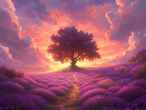 Baum Diamond Painting Erwachsene Groß XXL 20x30 cm, 5D Diamond Painting Lila, DIY Runden Steine Kristall Kunst Basteln Erwachsene Anfänger Set, Wand Deko Wohnzimmer, Geschenke für Frauen K1-4W1 von GOUFEENG