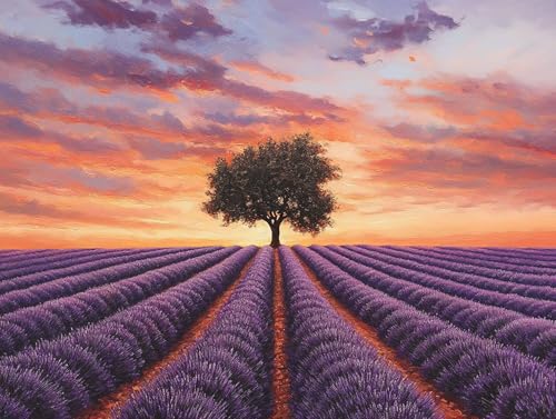 Baum Diamond Painting Erwachsene Groß XXL 30x40cm, 5D Diamond Painting Lavendel, DIY Runden Steine Kristall Kunst Basteln Erwachsene Anfänger Set, Wand Deko Wohnzimmer, Geschenke für Frauen T6-85E von GOUFEENG
