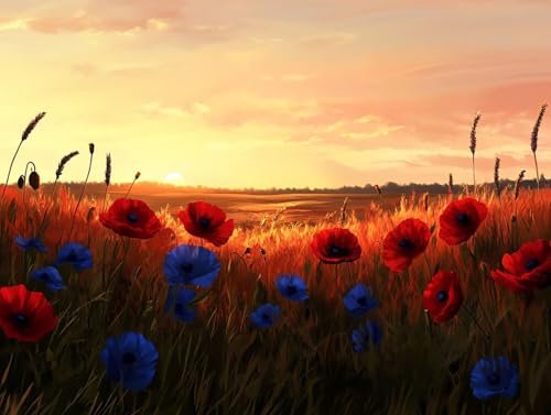 Blume Diamond Painting Erwachsene Groß XXL 20x30cm, 5D Diamond Painting Landschaft, DIY Runden Steine Kristall Kunst Basteln Erwachsene Anfänger Set, Wand Deko Wohnzimmer, Geschenke für Frauen XU-I72 von GOUFEENG
