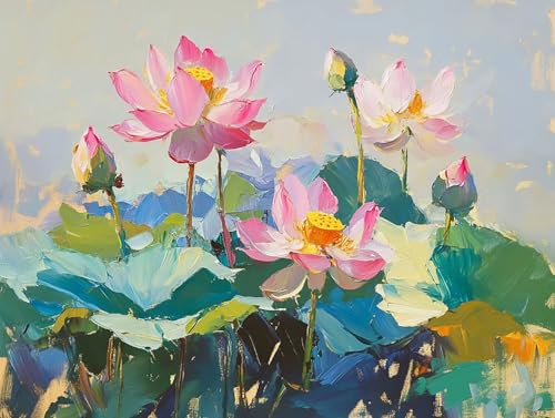 Blume Diamond Painting Erwachsene Groß XXL 20x30cm, 5D Diamond Painting Rosa, DIY Runden Steine Kristall Kunst Basteln Erwachsene Anfänger Set, Wand Deko Wohnzimmer, Geschenke für Frauen VF-L1Z von GOUFEENG
