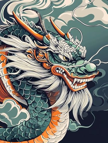 Malen Nach Zahlen Erwachsene Drachen, Abstrakt Malen Nach Zahlen ab 7 Jahre Mädchen Geschenk, DIY Painting by Numbers Kinder Anfänger Handgemalt Leinwand (60x80cm) Rahmenlos, Wanddeko Aesthetics V2-6 von GOUFEENG