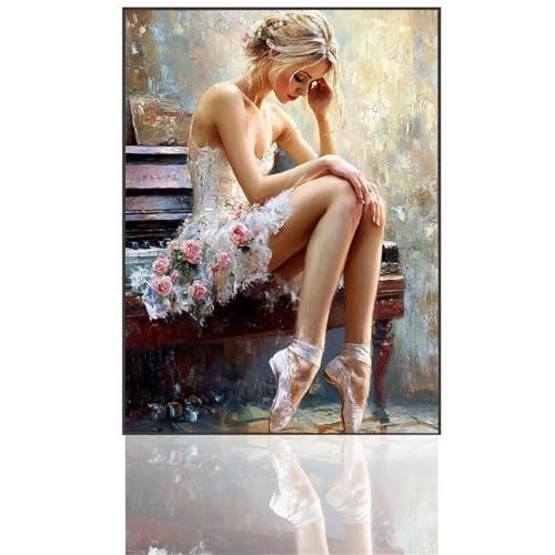 Malen Nach Zahlen Erwachsene Tänzer, Paint by Numbers Klavier, DIY Handgemalt Ölgemälde Set für Anfänger Mit Pinseln und Acrylfarbe Leinwand, Heimdekoration, Geschenke für Männer 20 x 30 cm 7L-Q von GOUFEENG